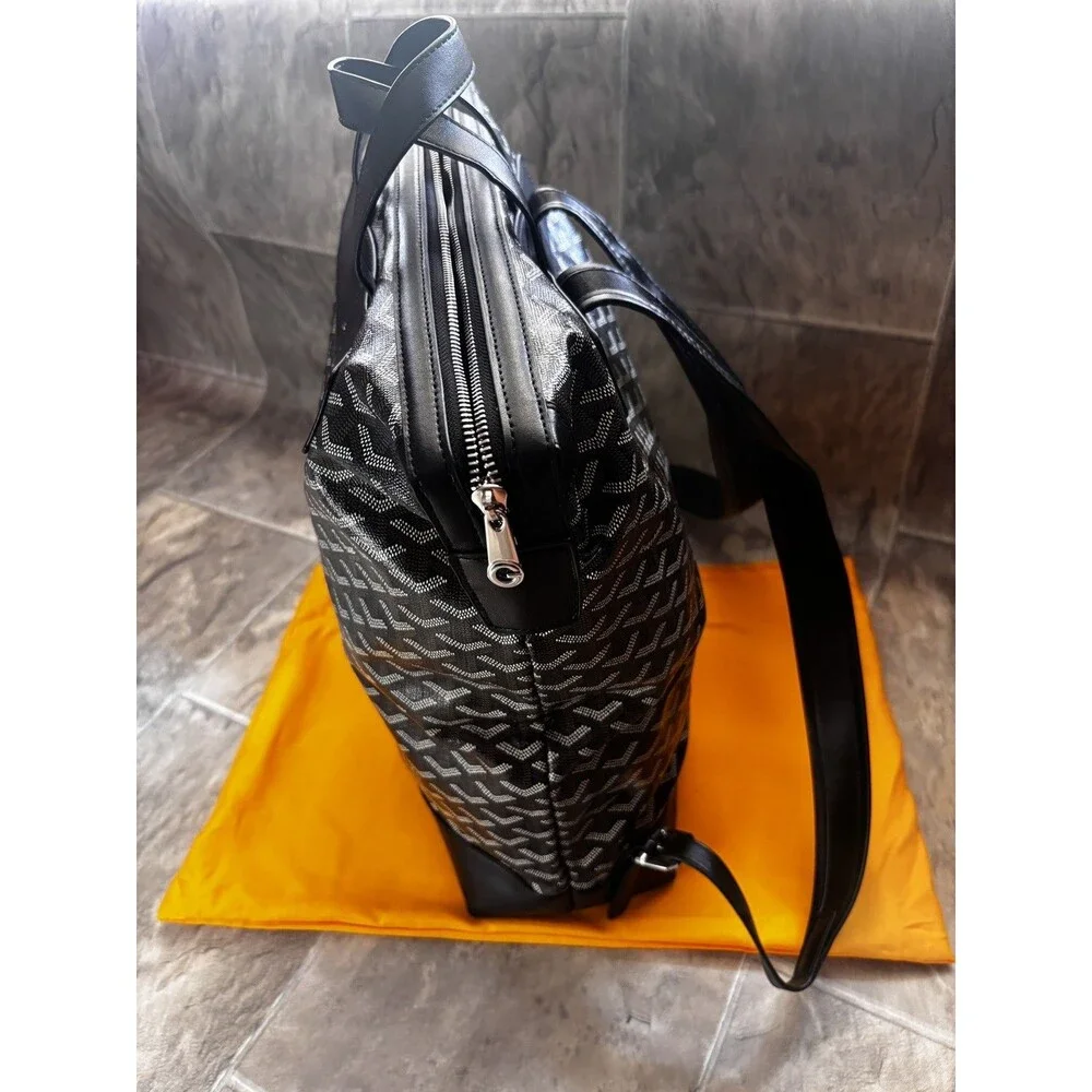 Goyard Black Leather Backpack with adjustable straps and dustbag
